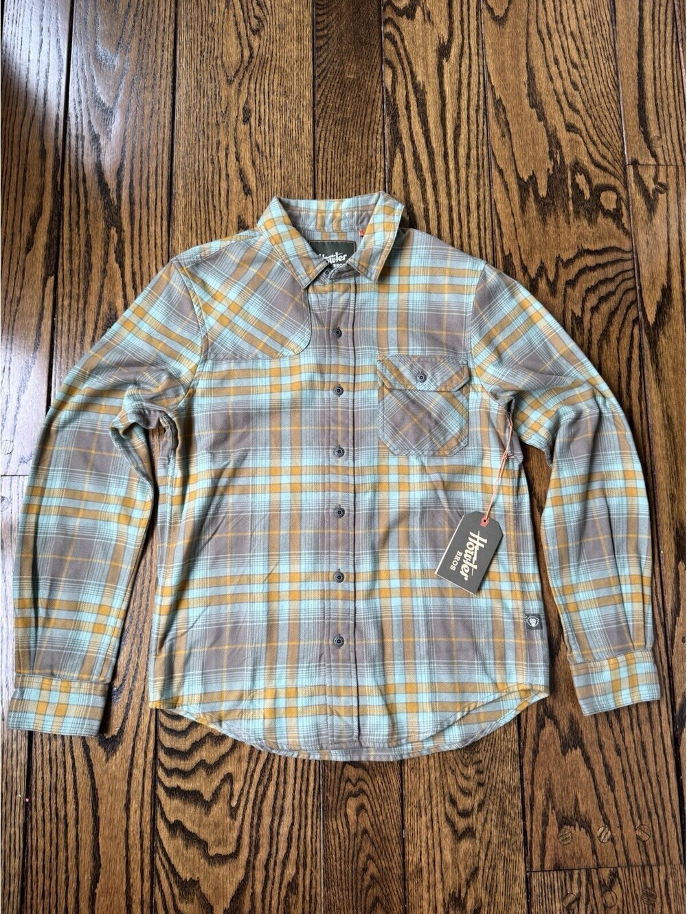 Howler Brothers Harker's Men's Flannel Kempton Plaid Taupe Shirt Size Small